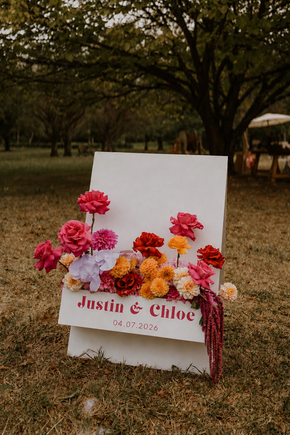 Panneau accueil mariage avec jardinière