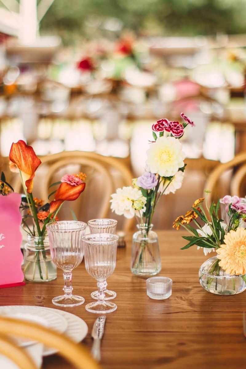 photophores en verre pour bougie sur table de mariage